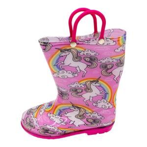 Storm Kidz Pink Unicorn Pull On Rain Boots  Little Girl 2